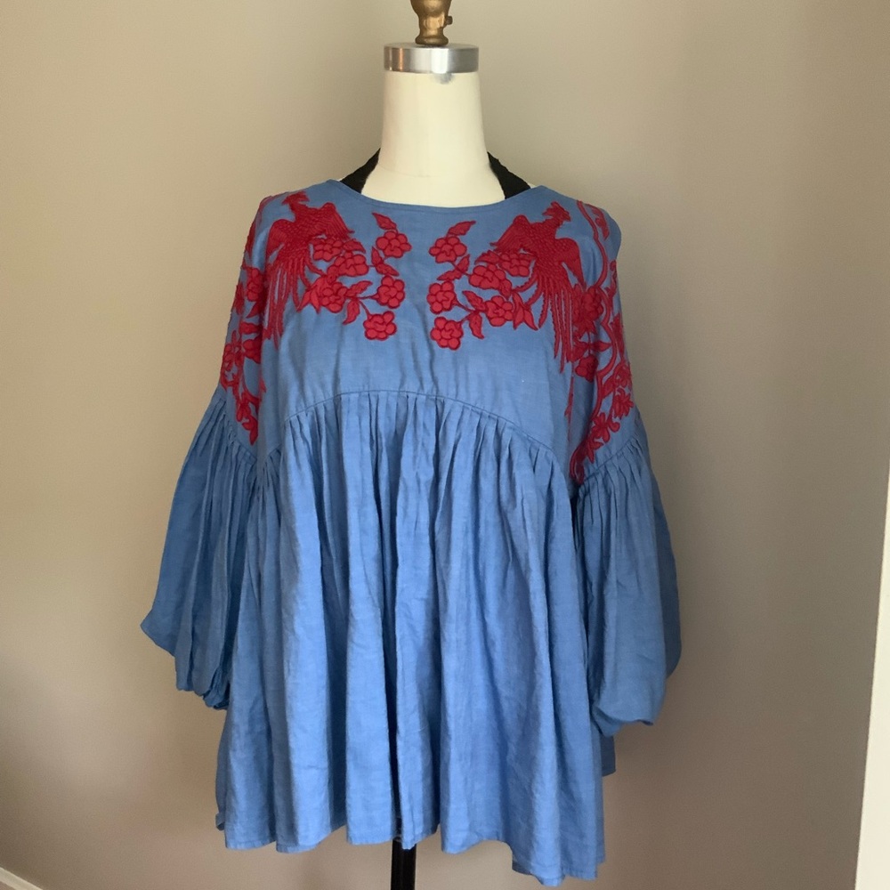 Summer puff blouse Anthropologie Hemant & Nandita size M